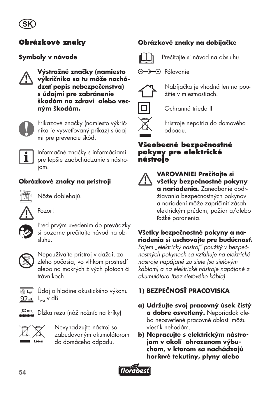 Florabest FGS 3.6 A1 User Manual | Page 54 / 92