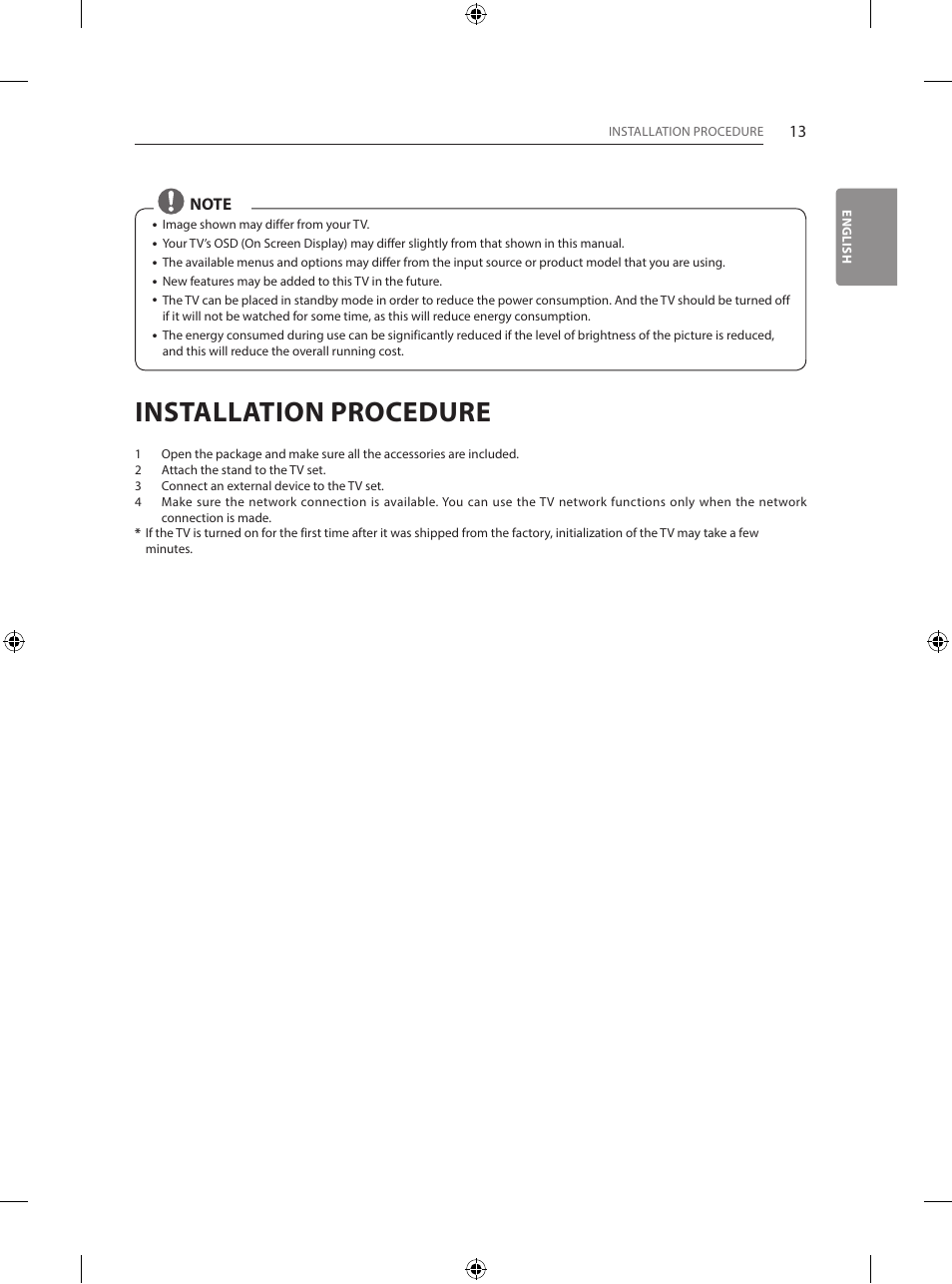 Installation procedure | LG 55EG960V User Manual | Page 13 / 52