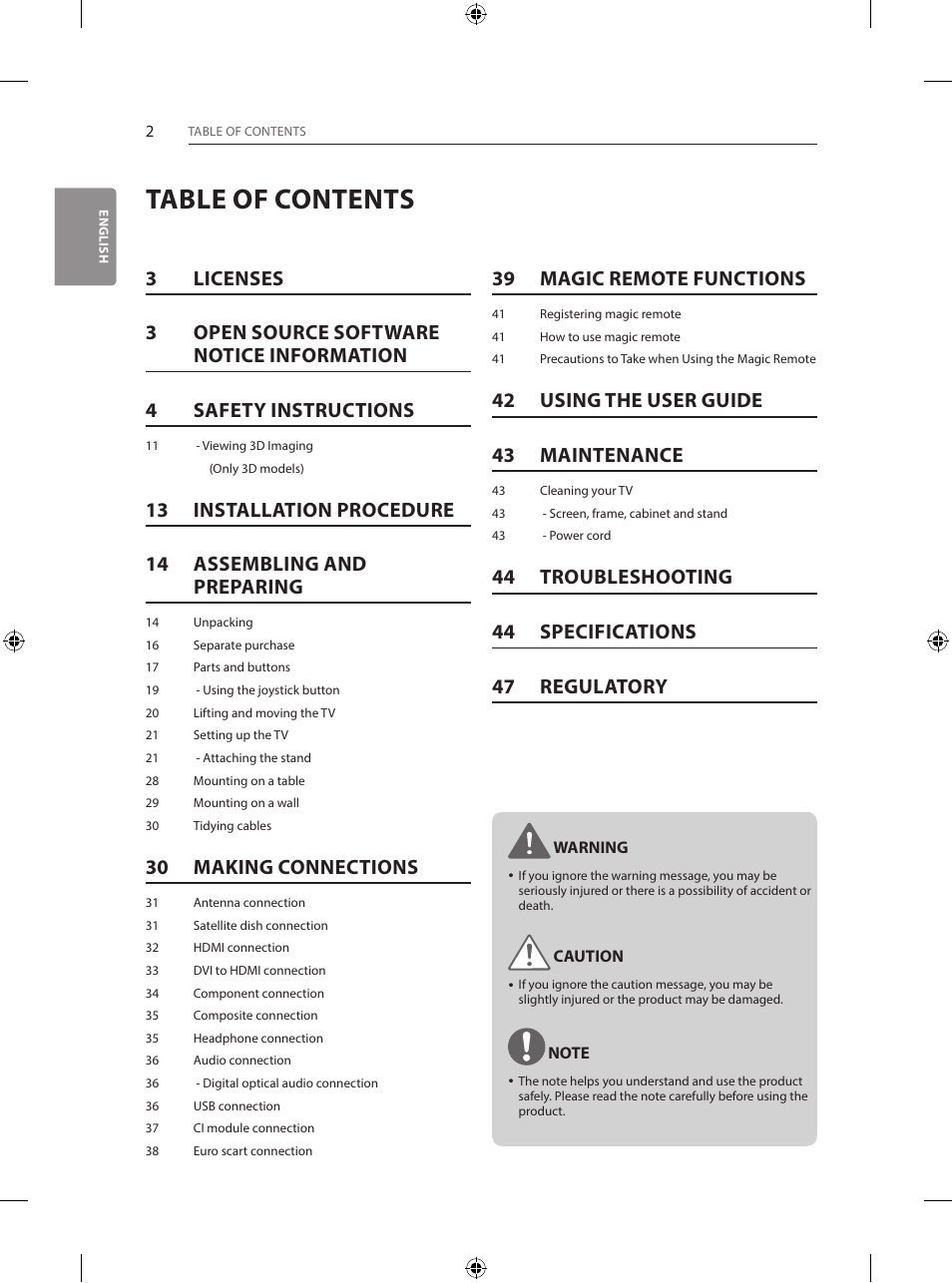 LG 55EG960V User Manual | Page 2 / 52