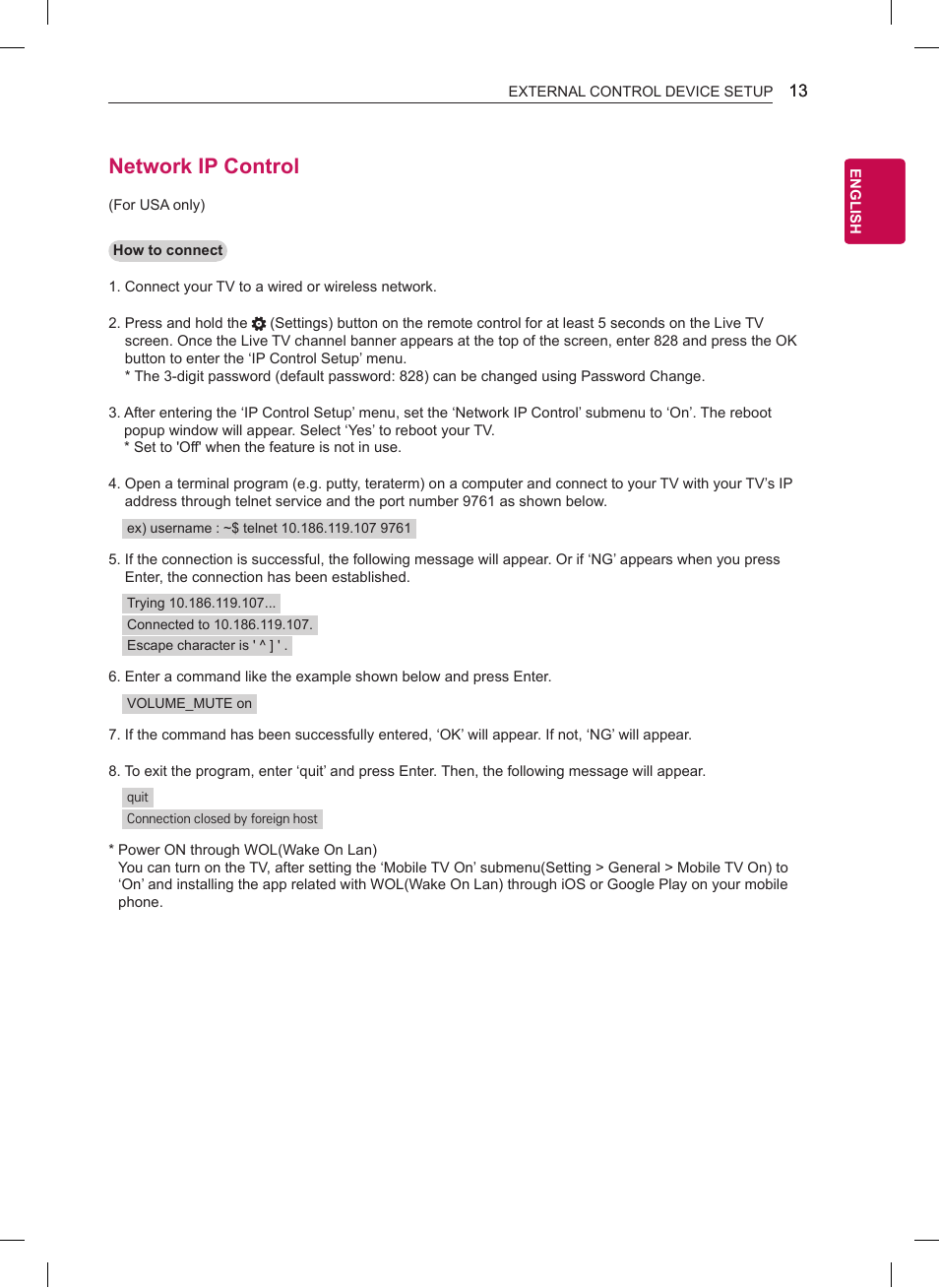 Network ip control | LG OLED65G6P User Manual | Page 33 / 50