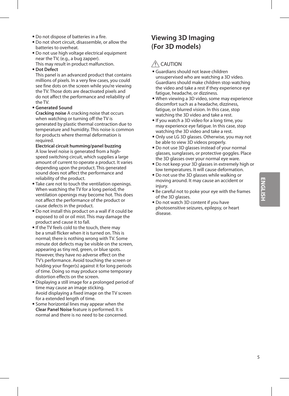 Viewing 3d imaging (for 3d models), English | LG OLED65G6P User Manual | Page 5 / 50