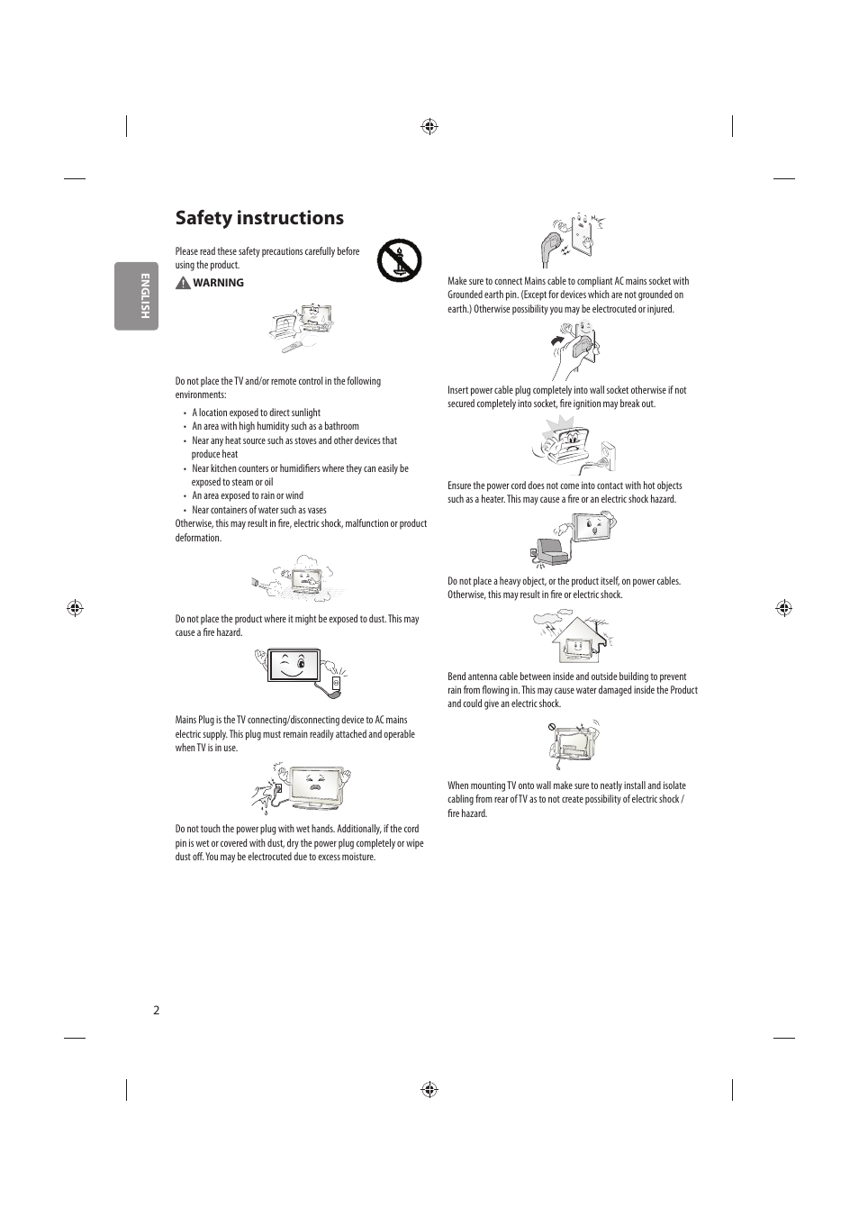 Safety instructions | LG 86UH955V User Manual | Page 2 / 24
