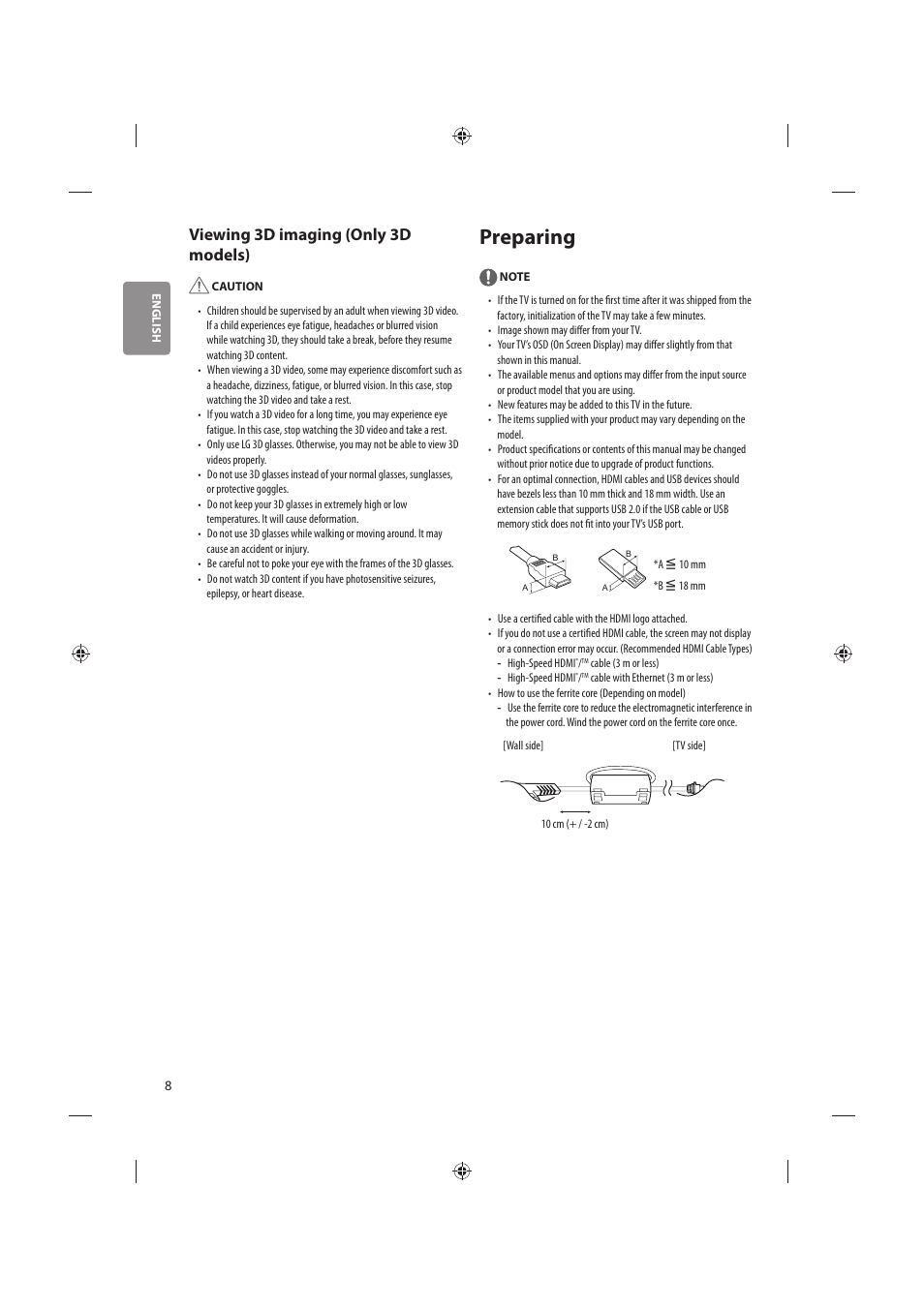 Preparing, Viewing 3d imaging (only 3d models) | LG 86UH955V User Manual | Page 8 / 24
