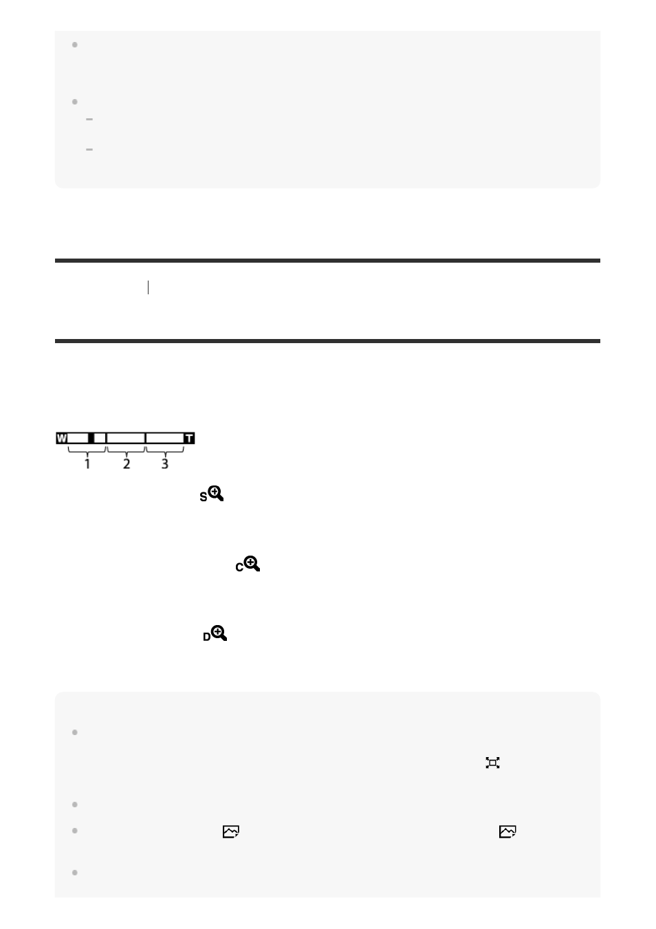 The zoom features available with this product [105, The zoom features available with this product | Sony ILCA-99M2 User Manual | Page 128 / 413