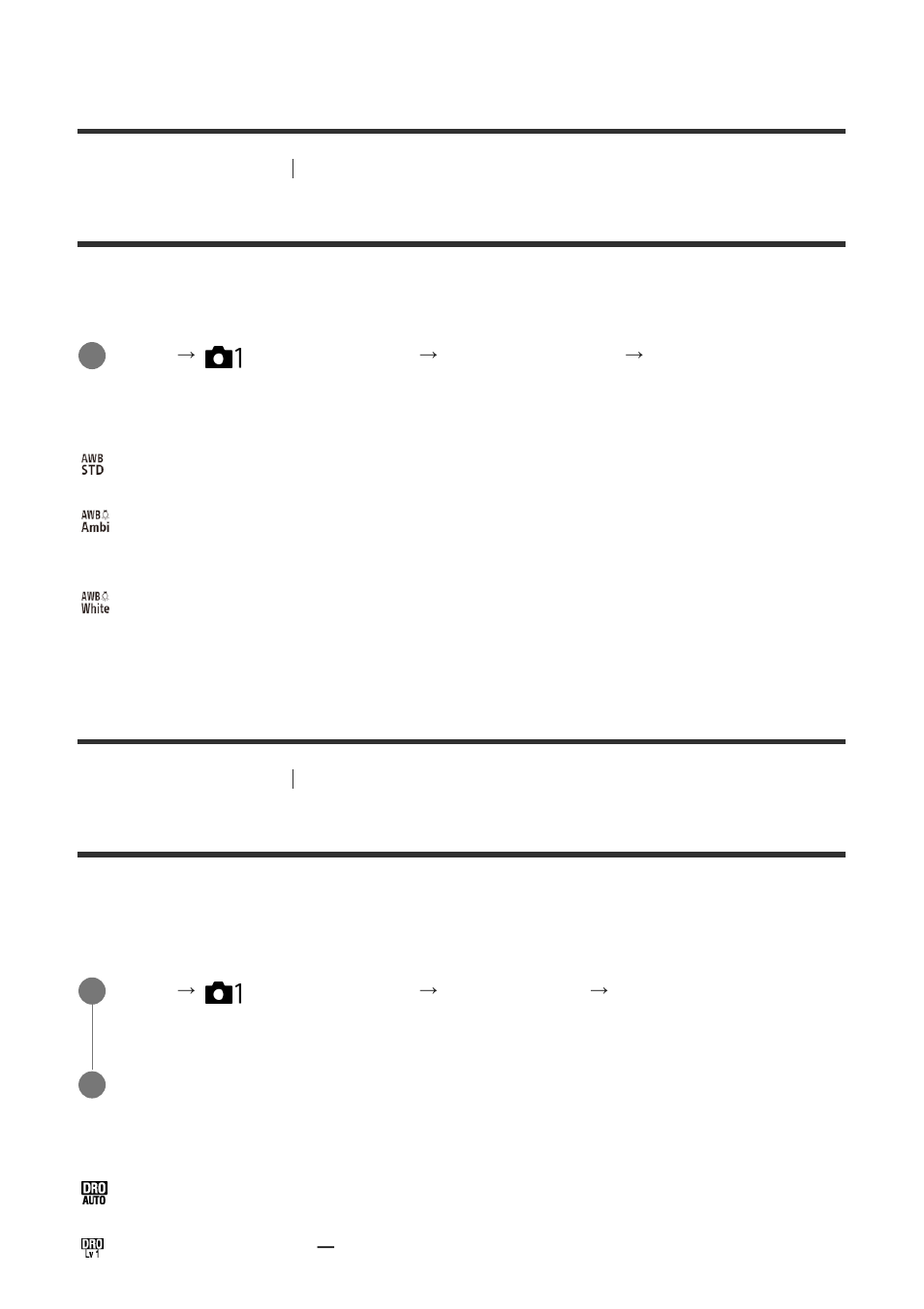 D-range opt. (dro) [101, Priority set in awb [110, Priority set in awb [312 | D-range opt. (dro) [313, Priority set in awb, D-range opt. (dro) | Sony ILCA-99M2 User Manual | Page 295 / 413