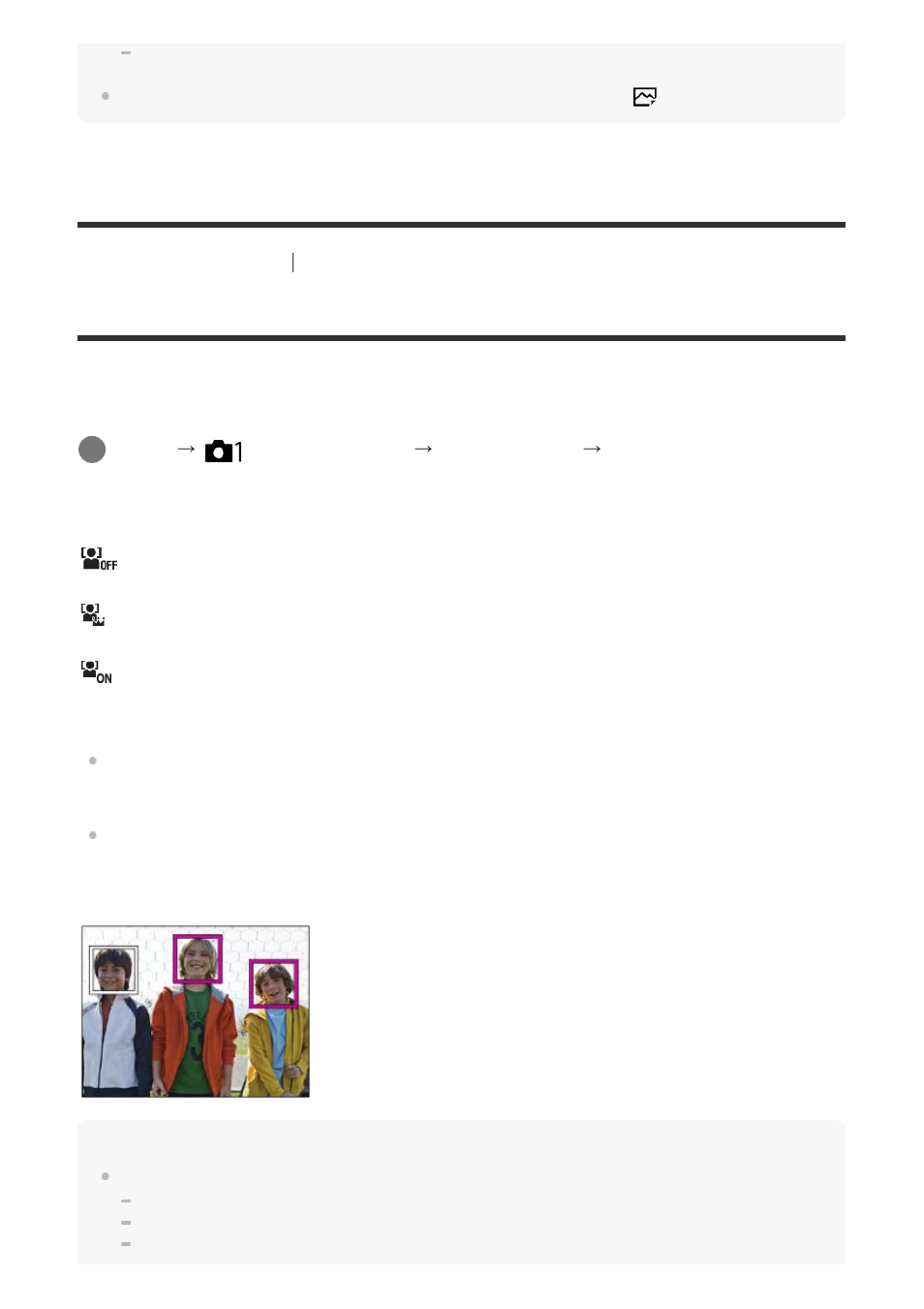 Face detection [126, Face detection [324, Face detection | Sony ILCA-99M2 User Manual | Page 310 / 413