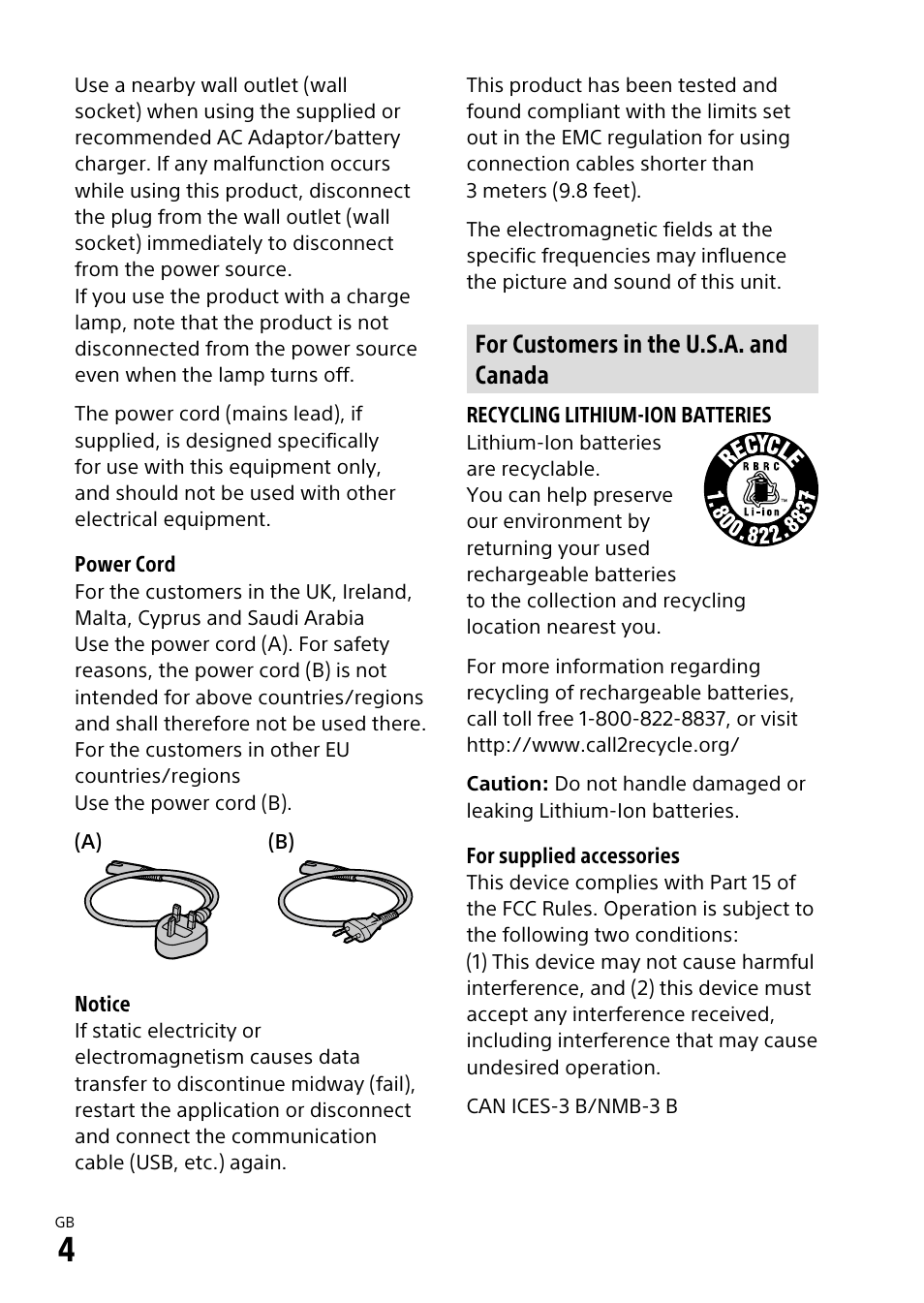 For customers in the u.s.a. and canada | Sony ILCA-99M2 User Manual | Page 4 / 104