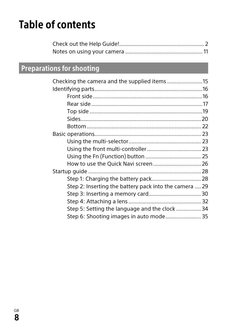 Sony ILCA-99M2 User Manual | Page 8 / 104