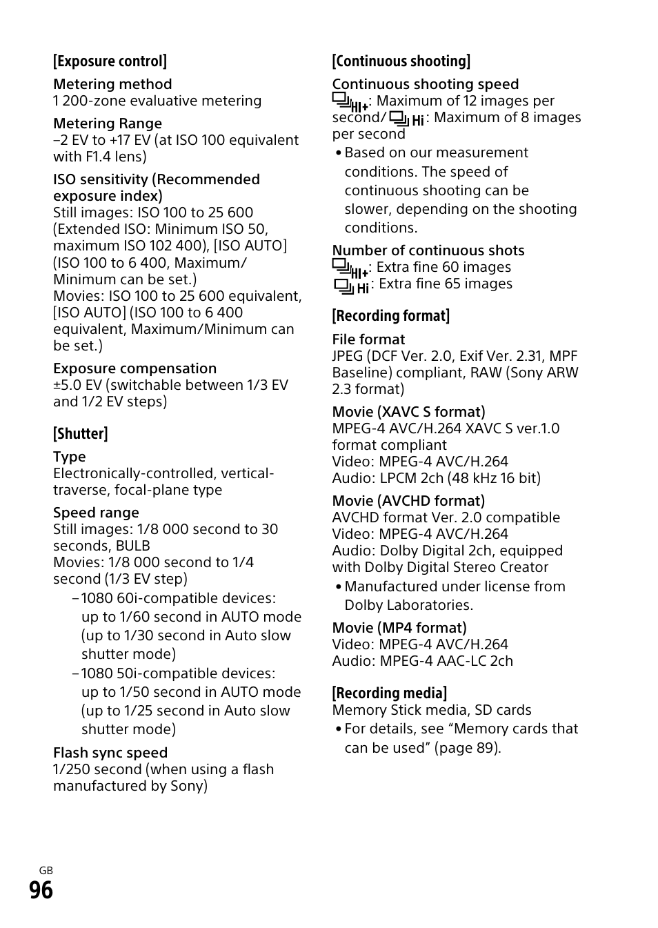 Sony ILCA-99M2 User Manual | Page 96 / 104