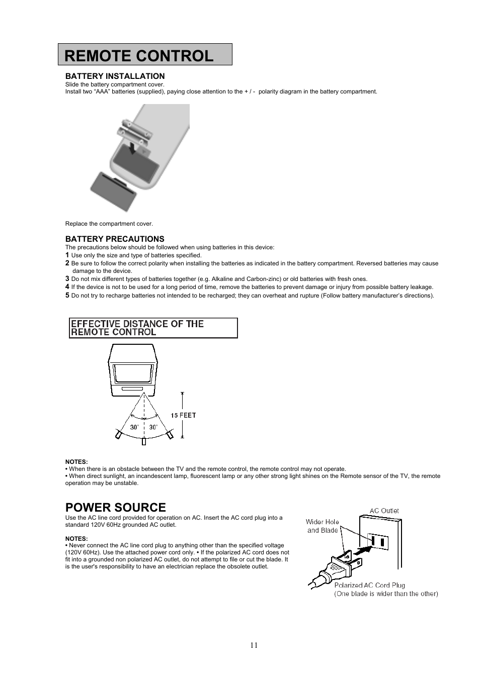 Remote control, Power source | Digimate DGL32 User Manual | Page 12 / 26