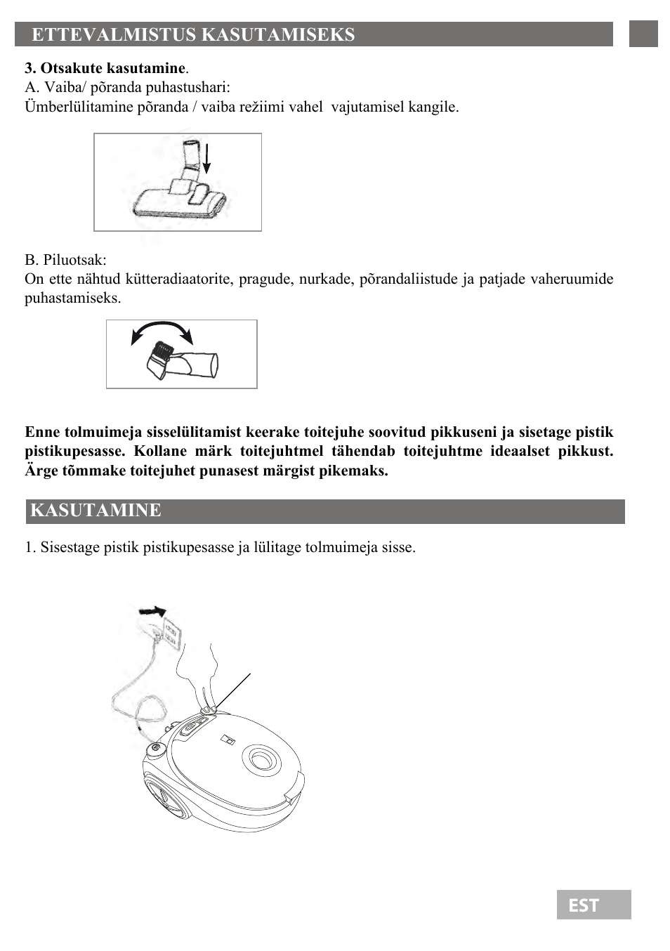 Ettevalmistus kasutamiseks 5, Kasutamine | Shivaki SVC-1438GLD User Manual | Page 6 / 61