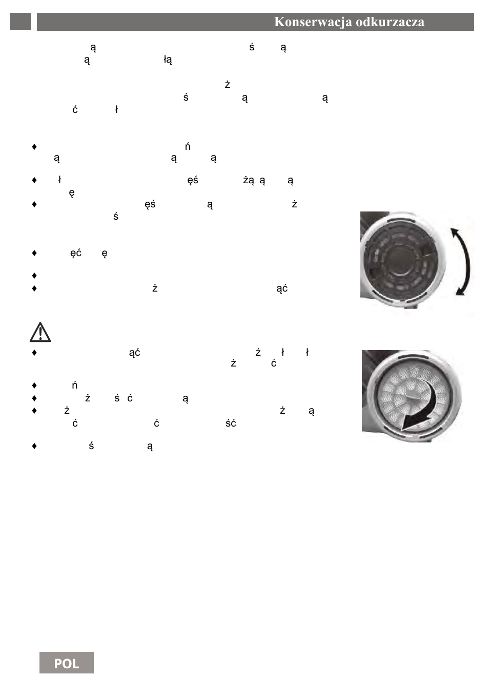 Konserwacja odkurzacza 65 pol | Shivaki SVC-1736R User Manual | Page 66 / 68