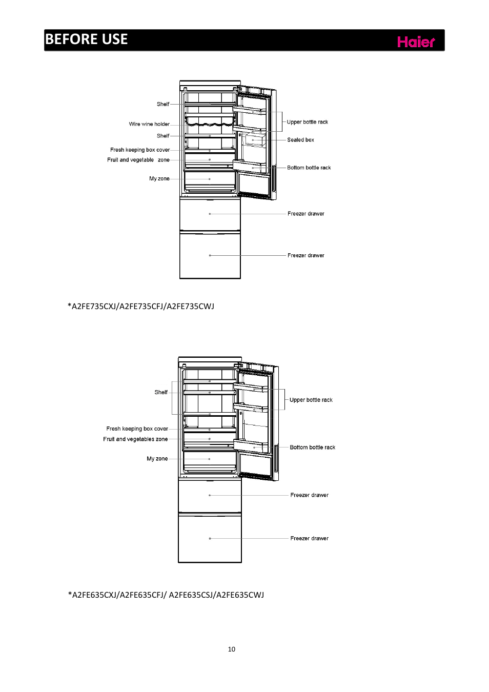 Before use | haier C2FE636CFJ User Manual | Page 11 / 283