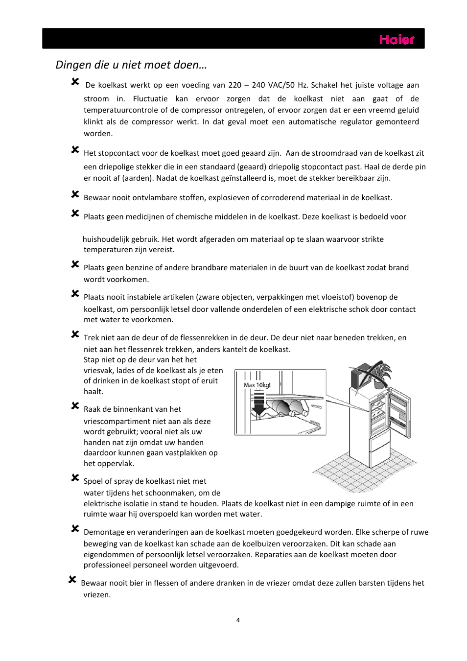 Waarschuwingen | haier C2FE636CFJ User Manual | Page 144 / 283