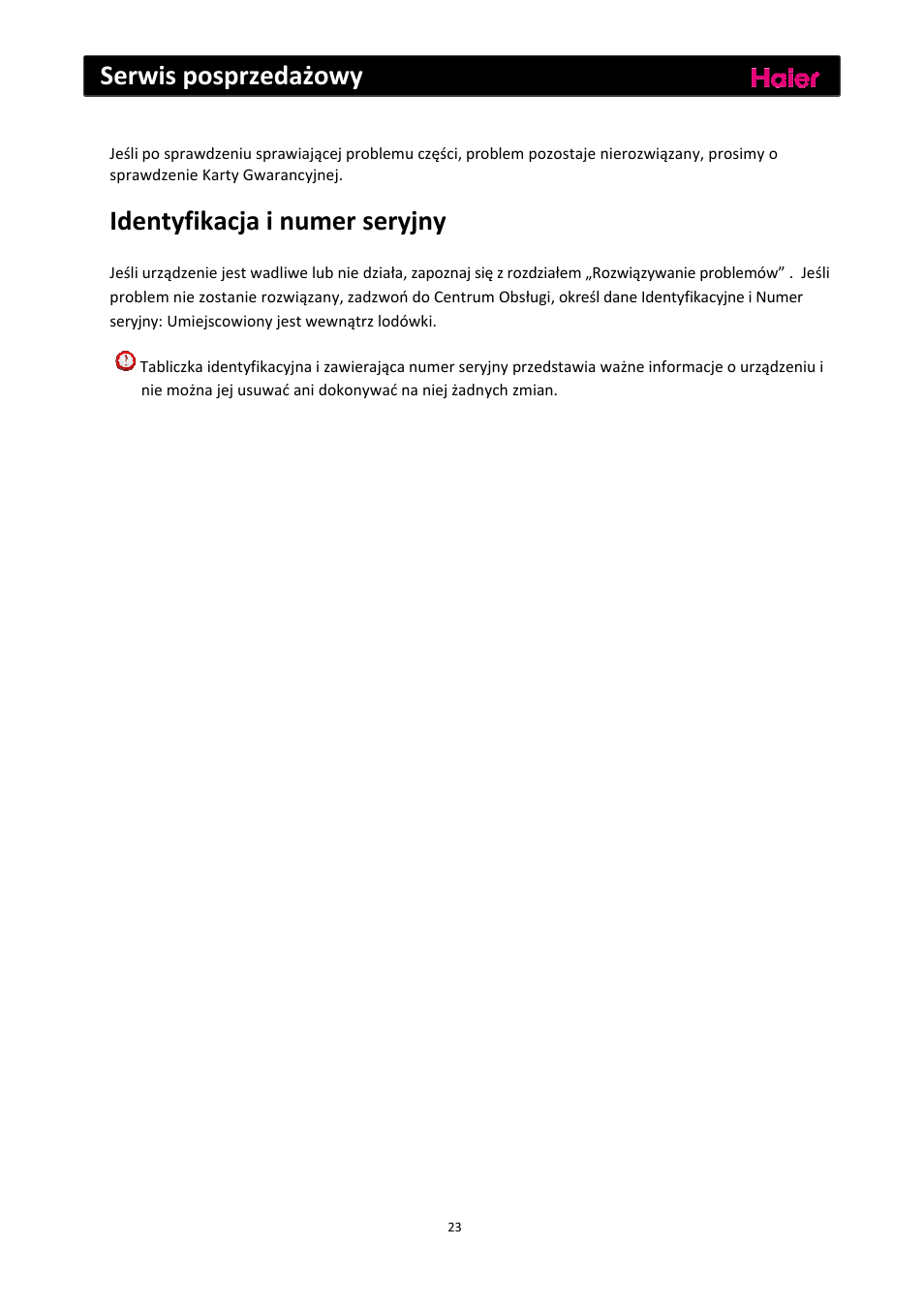 Serwis posprzedażowy, Identyfikacja i numer seryjny | haier C2FE636CFJ User Manual | Page 186 / 283