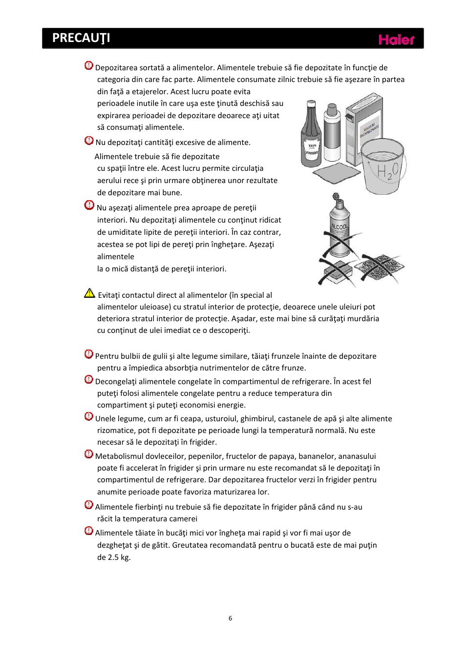 Precauţi | haier C2FE636CFJ User Manual | Page 192 / 283