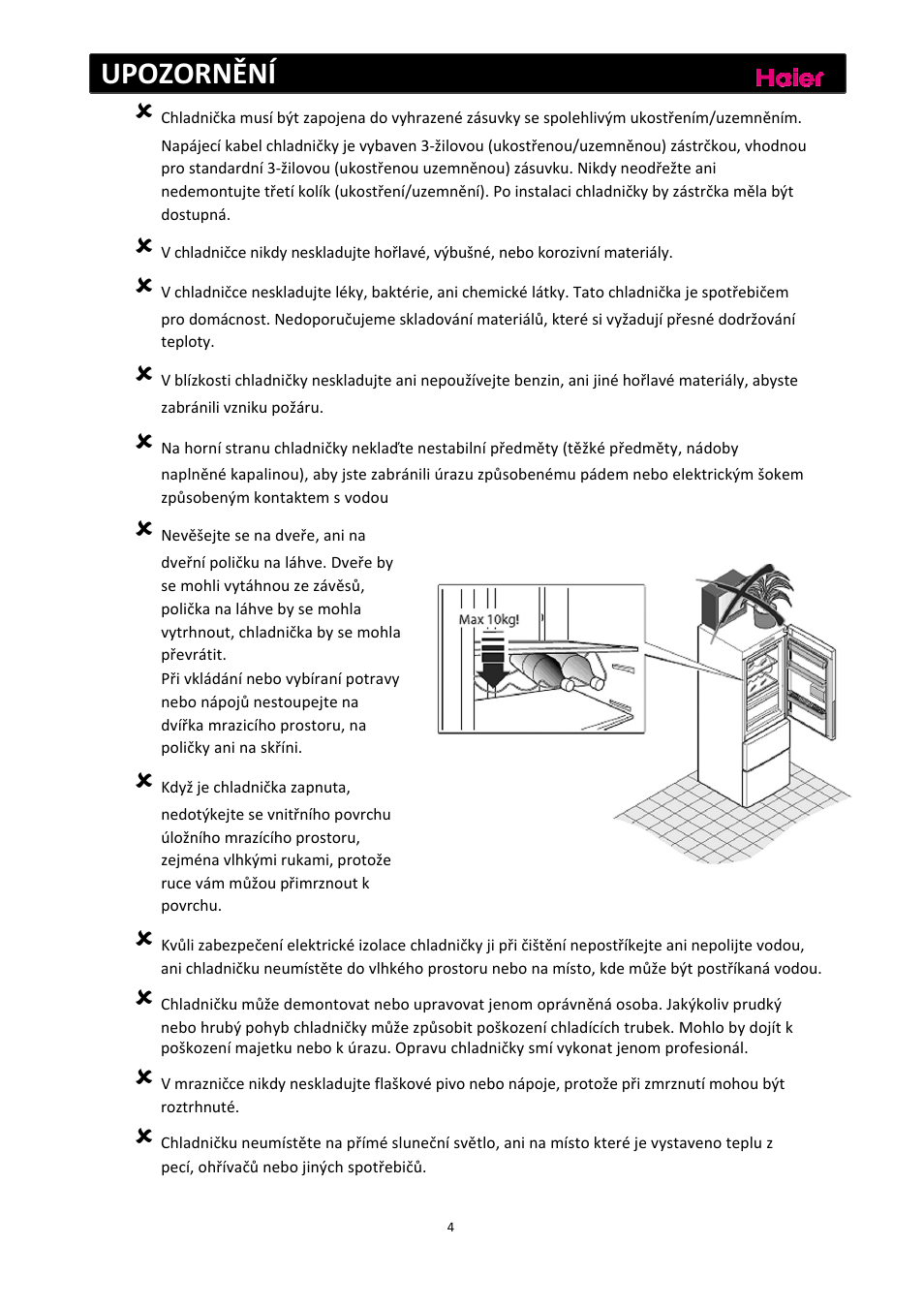 Upozornění | haier C2FE636CFJ User Manual | Page 213 / 283