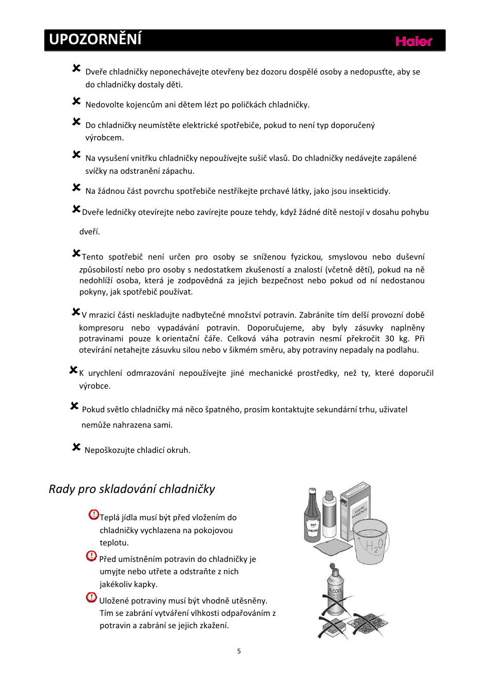 Upozornění, Rady pro skladování chladničky | haier C2FE636CFJ User Manual | Page 214 / 283