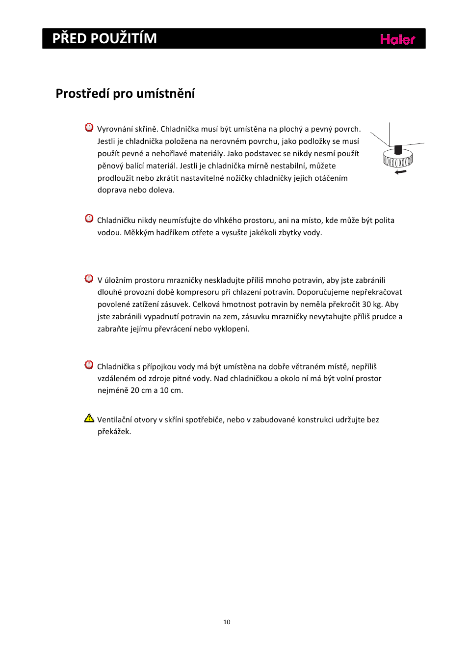 Před použitím, Prostředí pro umístnění | haier C2FE636CFJ User Manual | Page 219 / 283