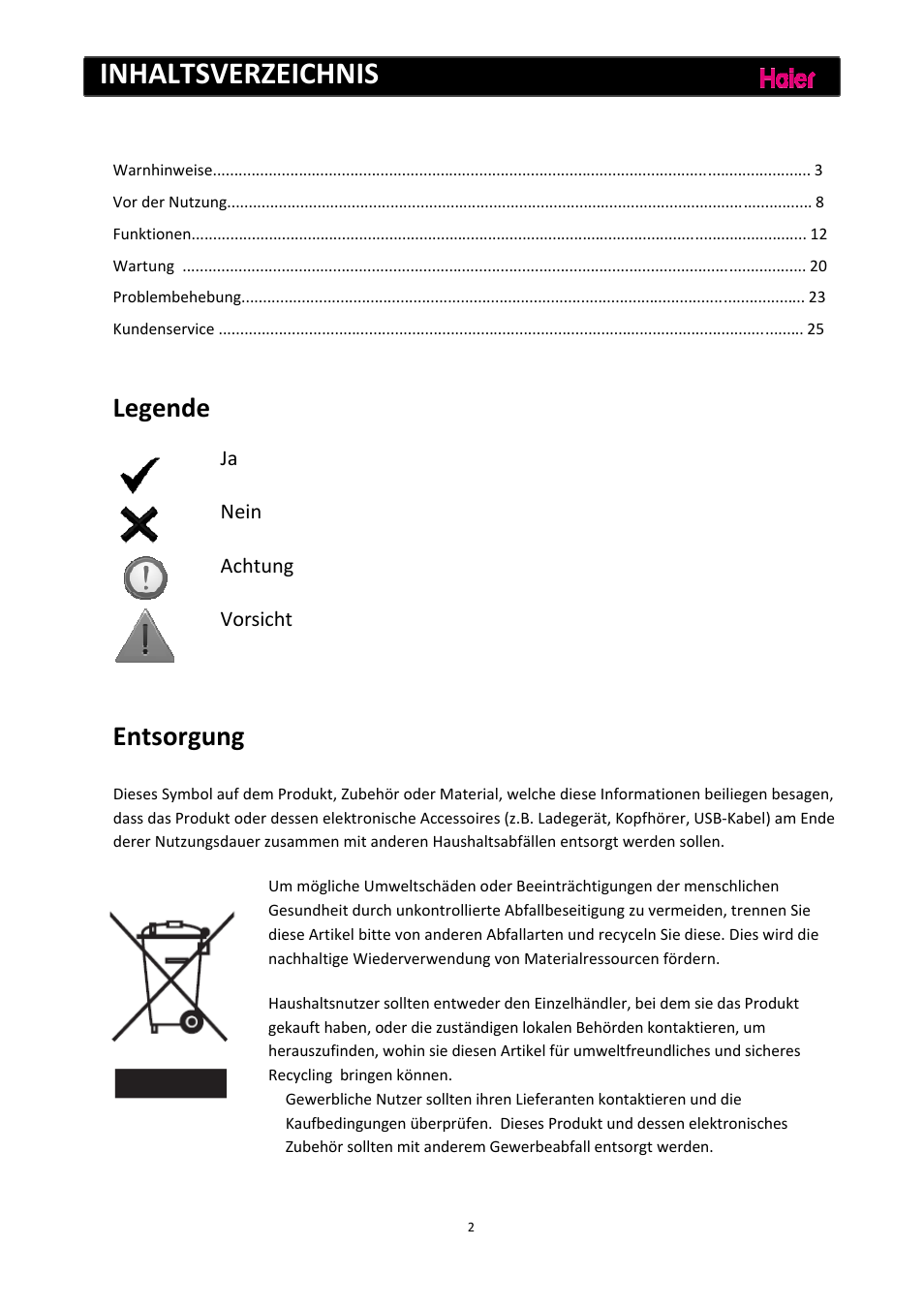 haier C2FE636CFJ User Manual | Page 27 / 283
