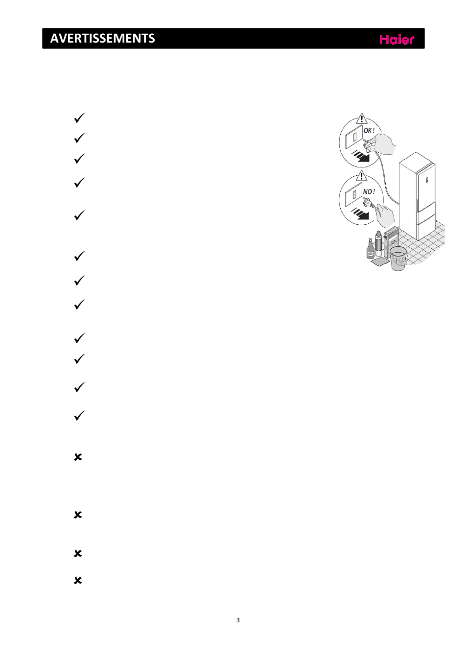 Avertissements | haier C2FE636CFJ User Manual | Page 53 / 283