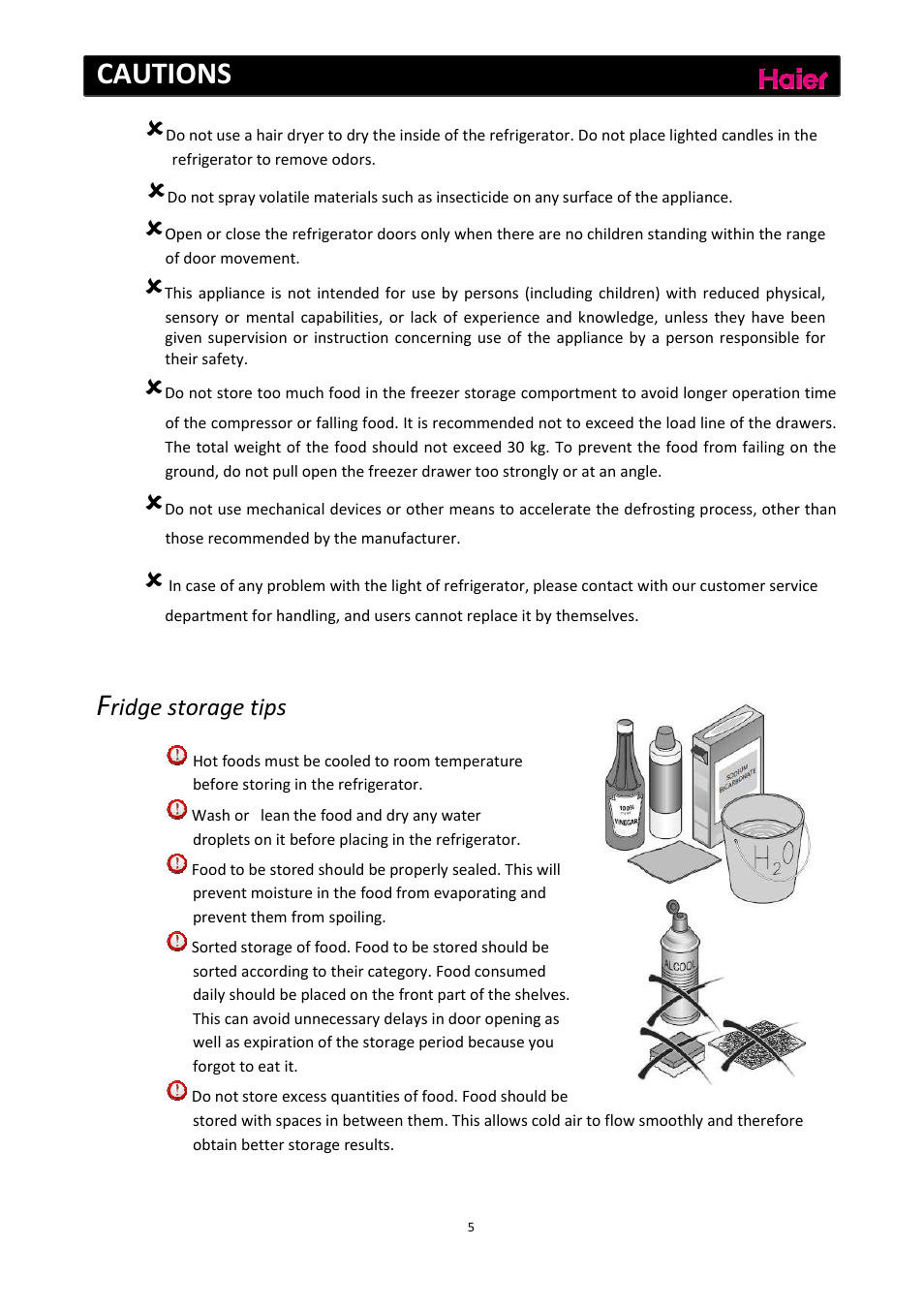 Cautions, Ridge storage tips | haier C2FE636CFJ User Manual | Page 6 / 283