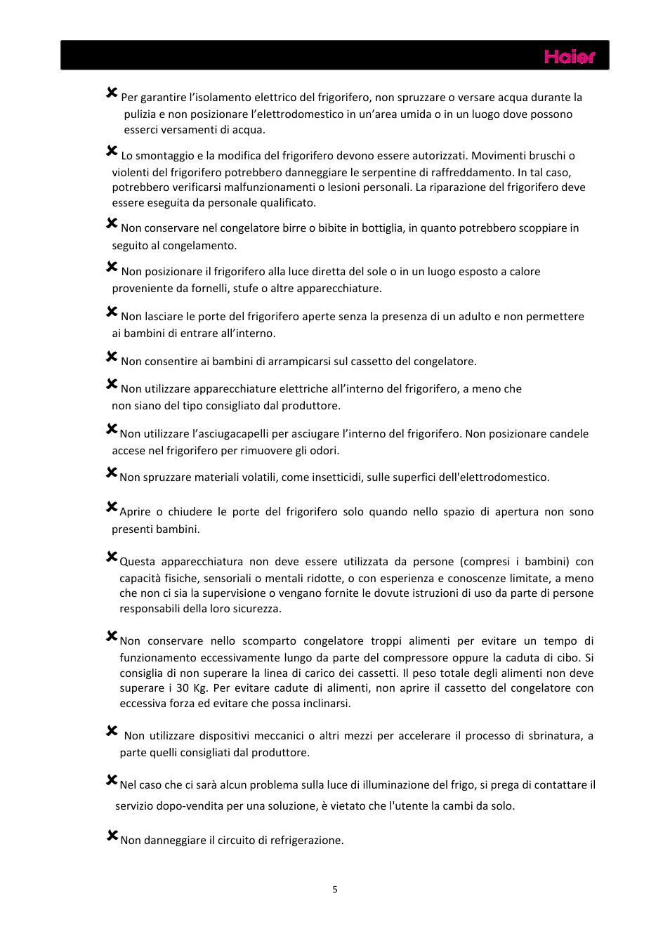 Avvertenze | haier C2FE636CFJ User Manual | Page 76 / 283