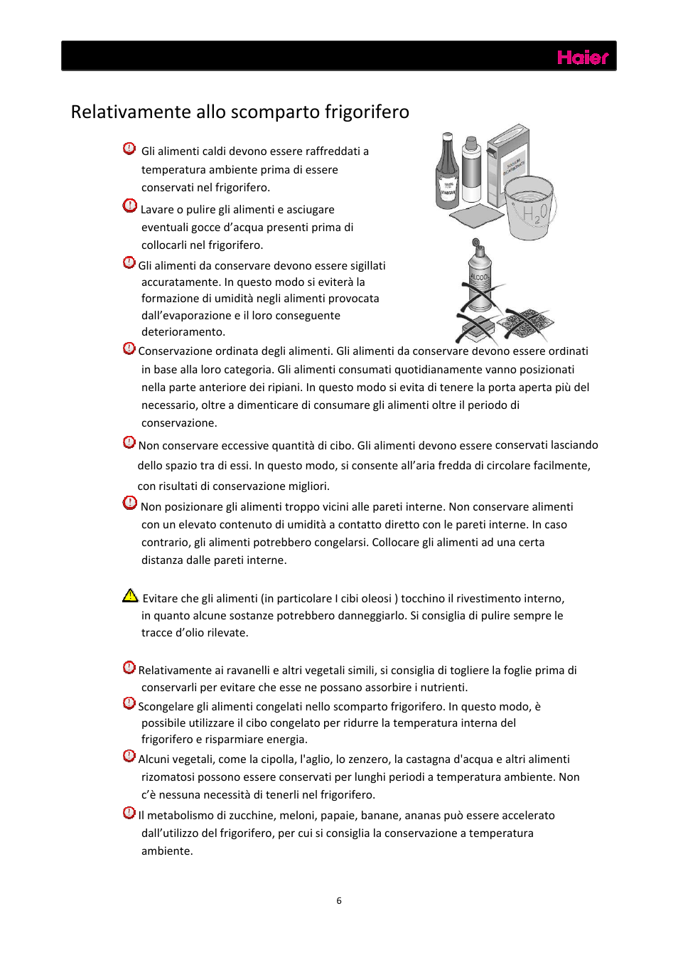 Avvertenze, Relativamente allo scomparto frigorifero | haier C2FE636CFJ User Manual | Page 77 / 283
