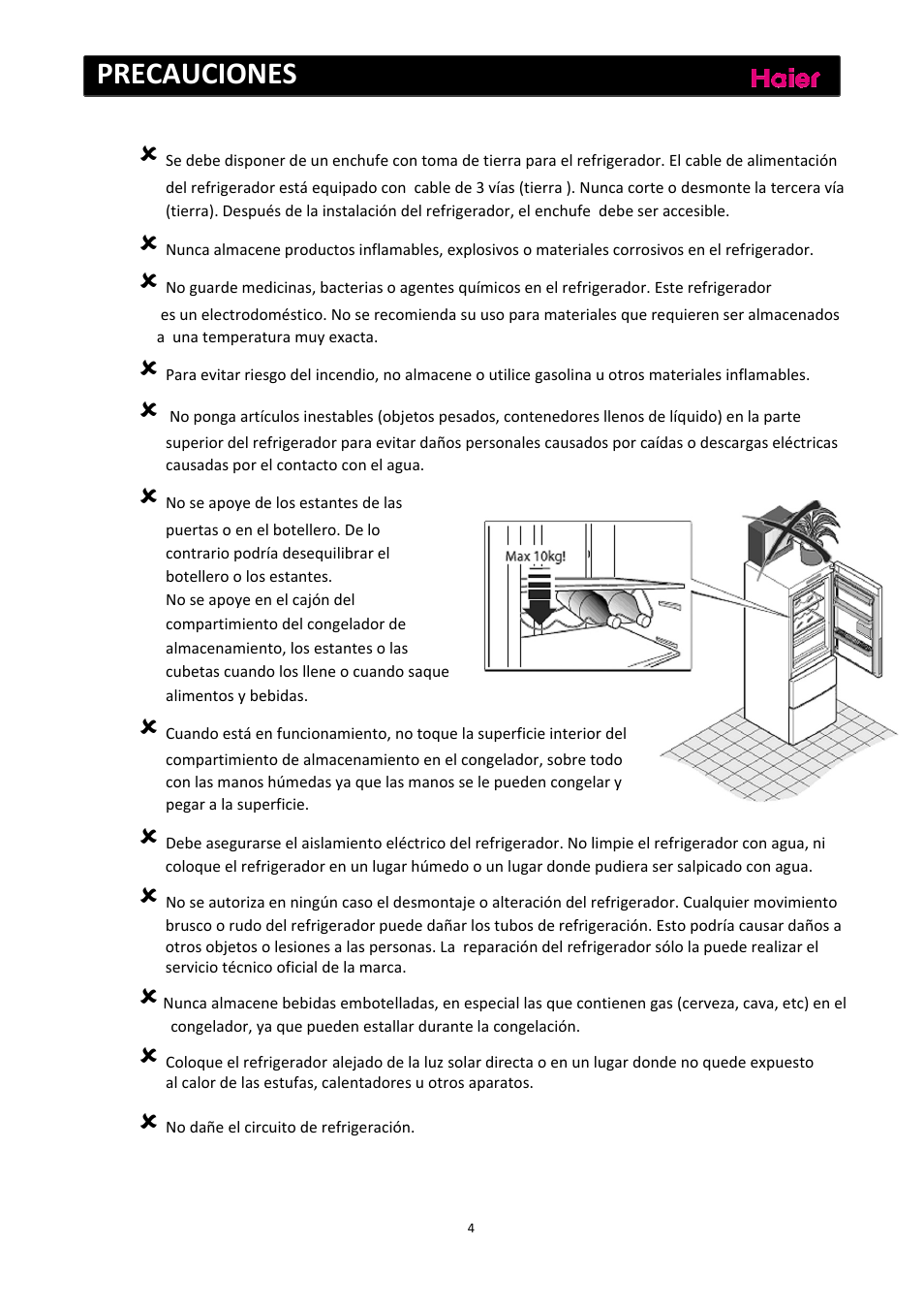 Precauciones | haier C2FE636CFJ User Manual | Page 98 / 283