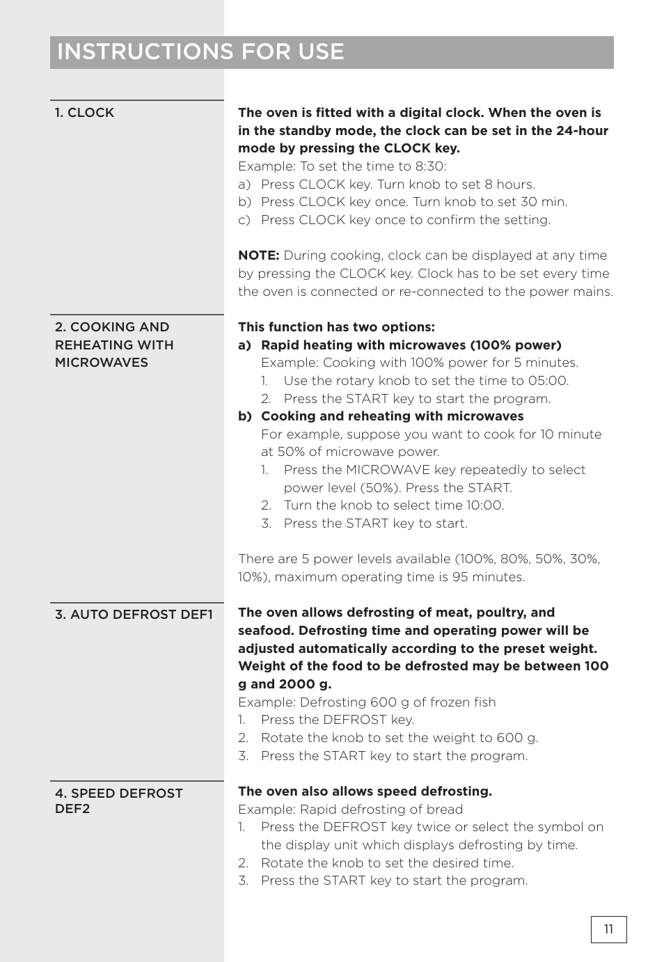 Instructions for use | Gorenje MMO20DBII User Manual | Page 11 / 116