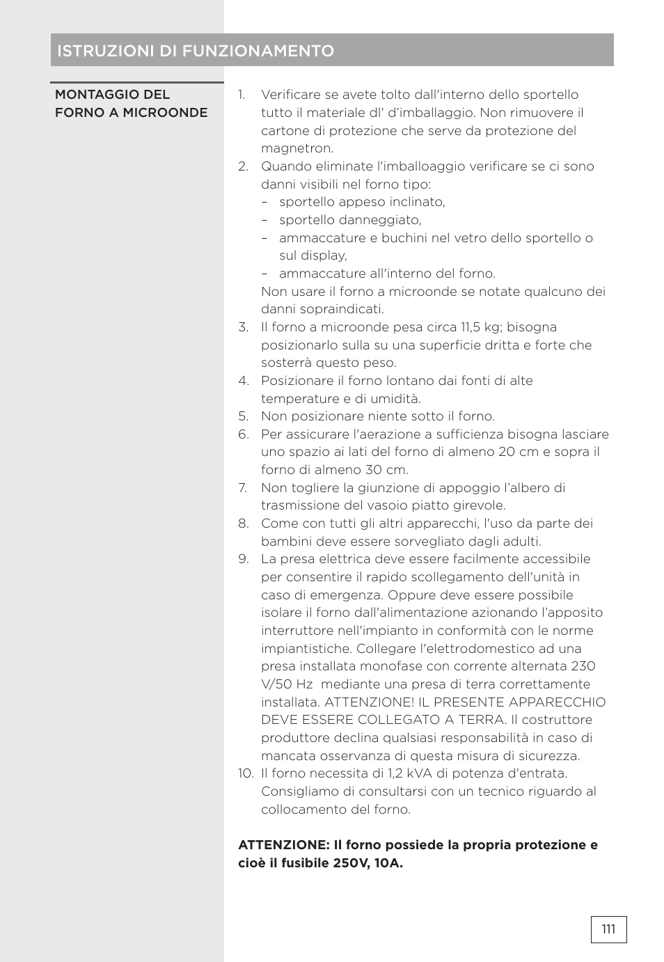 Istruzioni di funzionamento | Gorenje MMO20DBII User Manual | Page 111 / 116