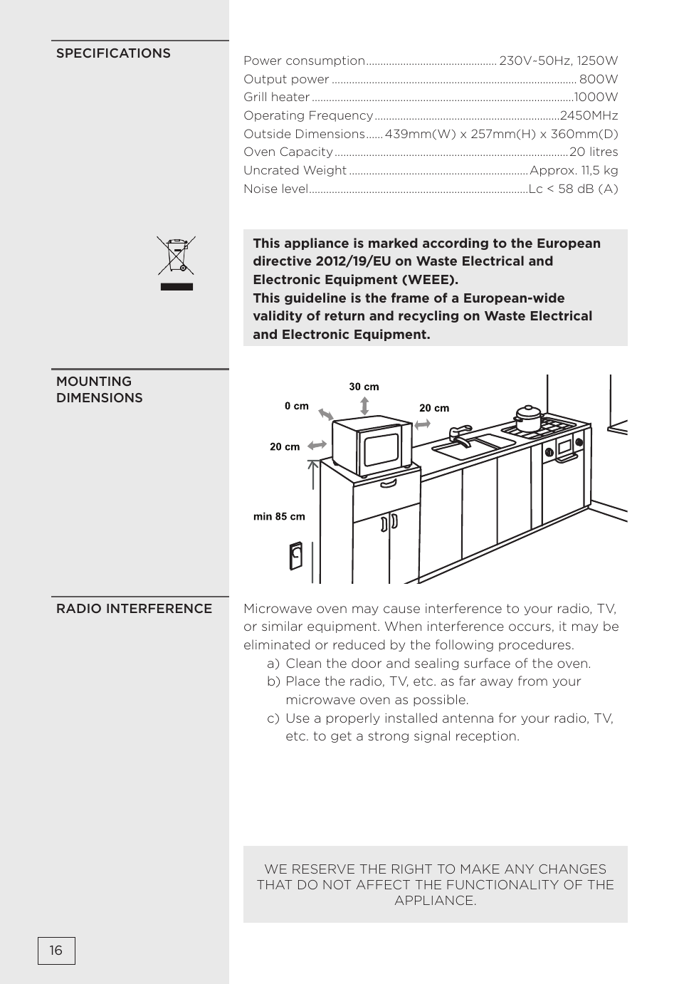 Gorenje MMO20DBII User Manual | Page 16 / 116