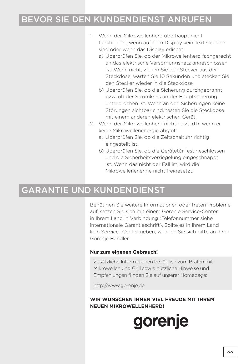 Gorenje MMO20DBII User Manual | Page 33 / 116