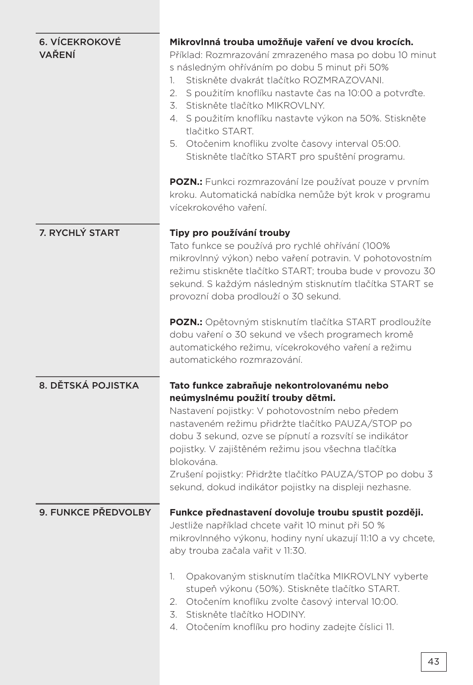 Gorenje MMO20DBII User Manual | Page 43 / 116