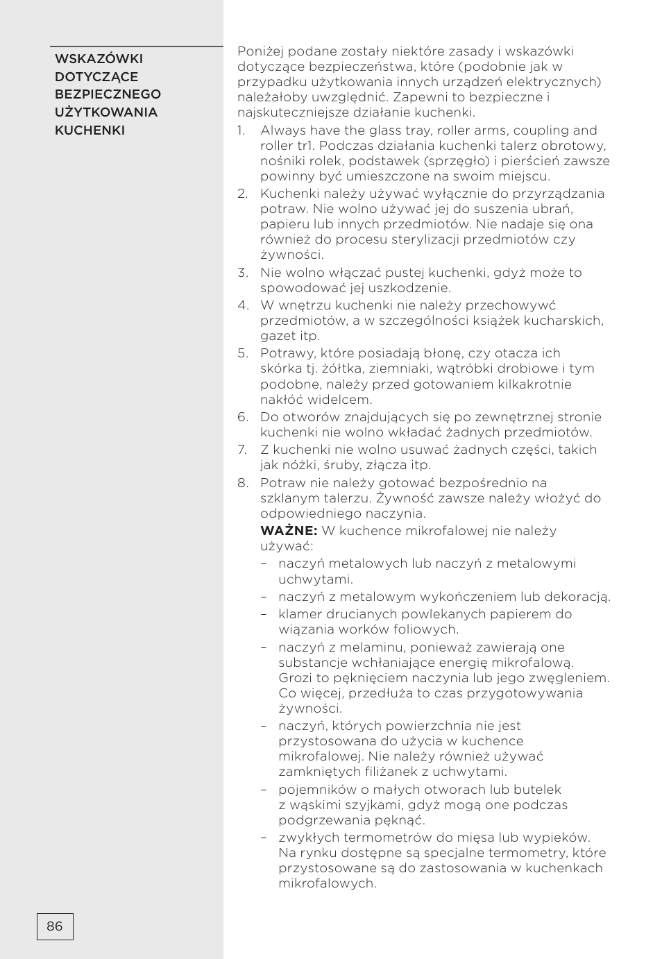 Gorenje MMO20DBII User Manual | Page 86 / 116