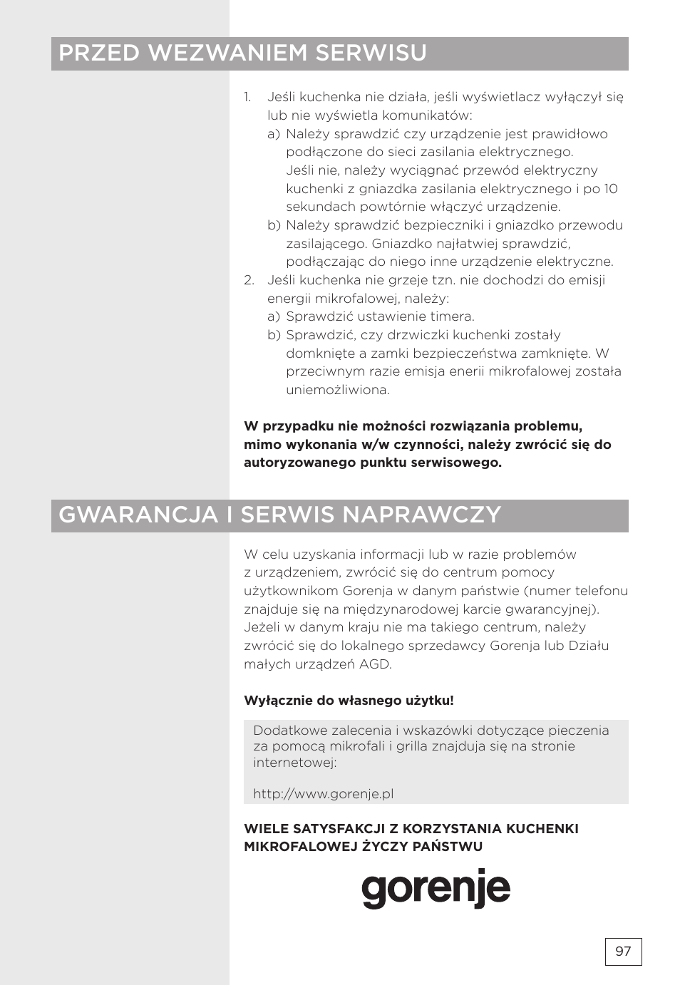 Gorenje MMO20DBII User Manual | Page 97 / 116