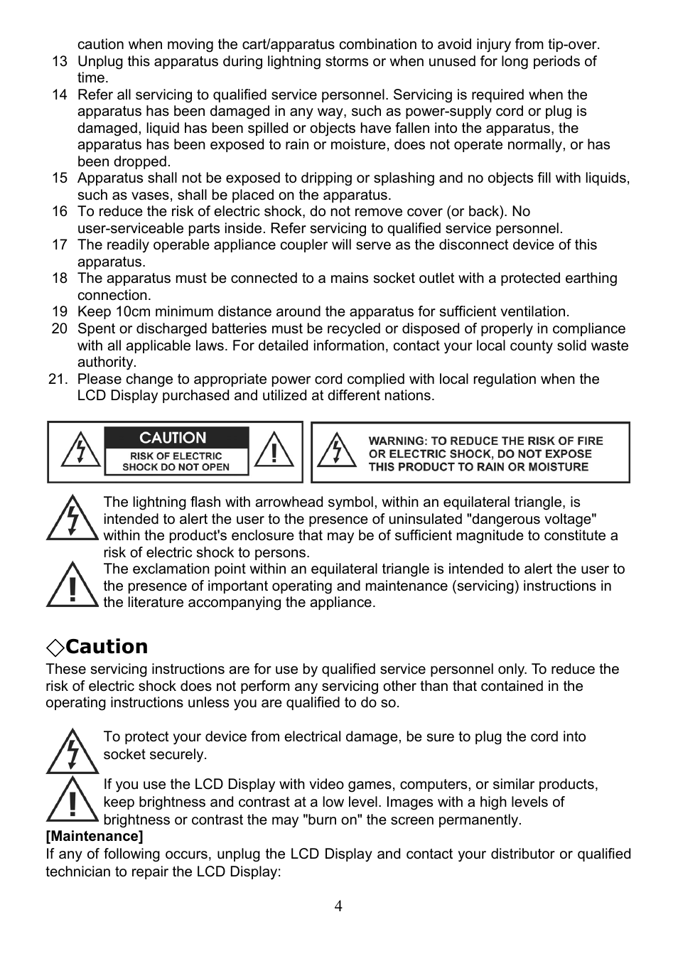 Caution | Digimate LTV-2007 User Manual | Page 5 / 22