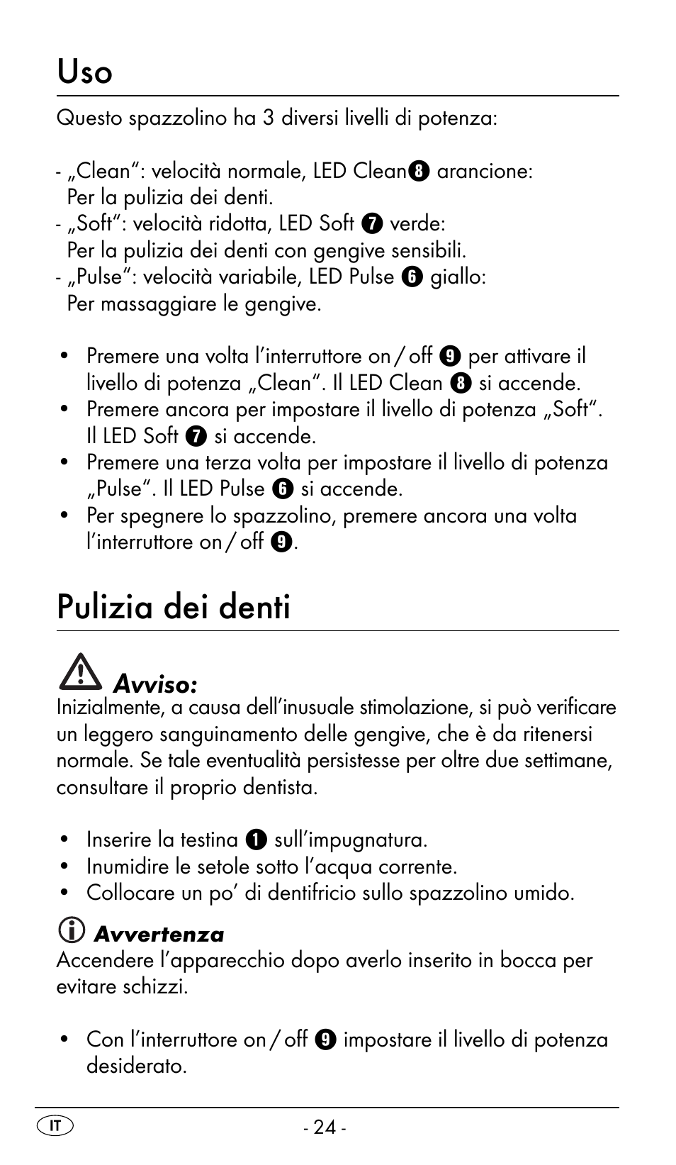 Pulizia dei denti, Avviso | Nevadent DAZ 2.4 B2 User Manual | Page 27 / 76