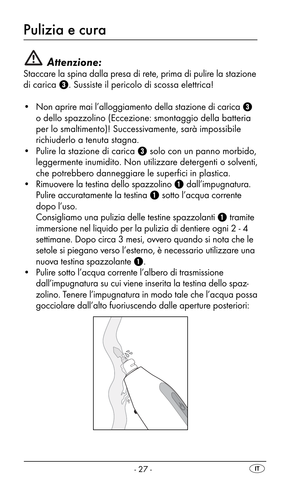 Pulizia e cura, Attenzione | Nevadent DAZ 2.4 B2 User Manual | Page 30 / 76