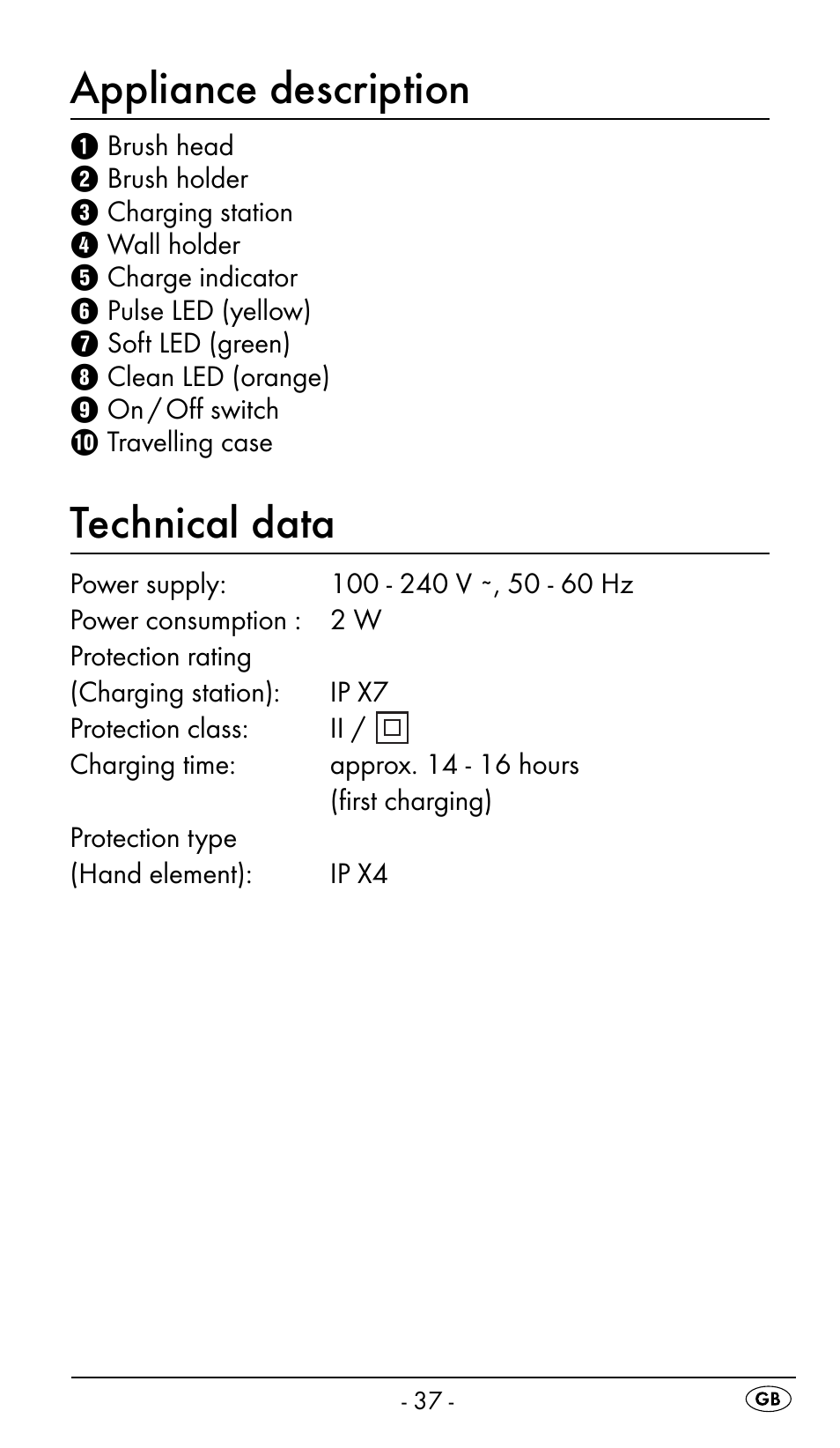 Appliance description, Technical data | Nevadent DAZ 2.4 B2 User Manual | Page 40 / 76