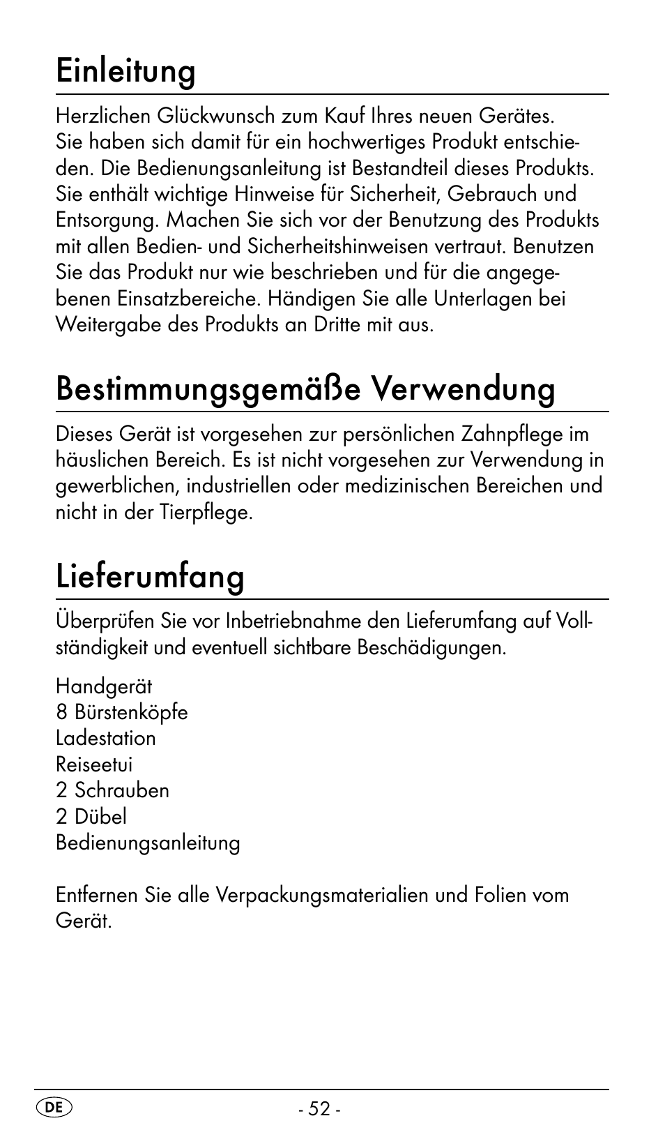 Einleitung, Bestimmungsgemäße verwendung, Lieferumfang | Nevadent DAZ 2.4 B2 User Manual | Page 55 / 76