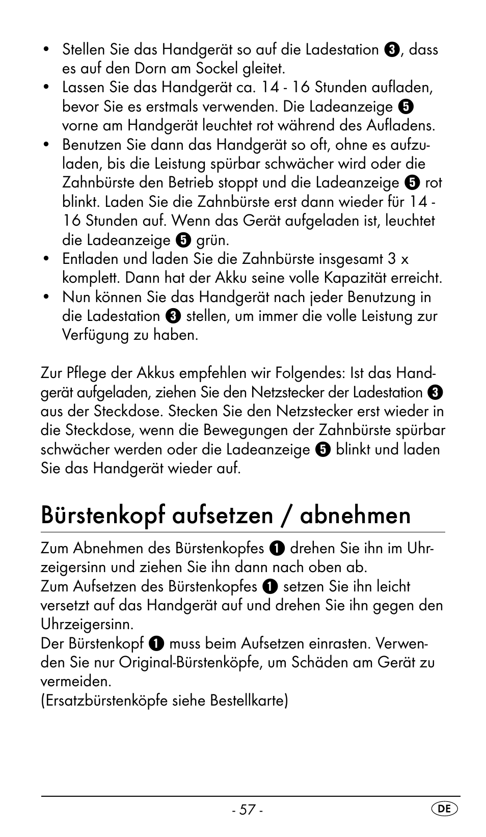 Bürstenkopf aufsetzen / abnehmen | Nevadent DAZ 2.4 B2 User Manual | Page 60 / 76