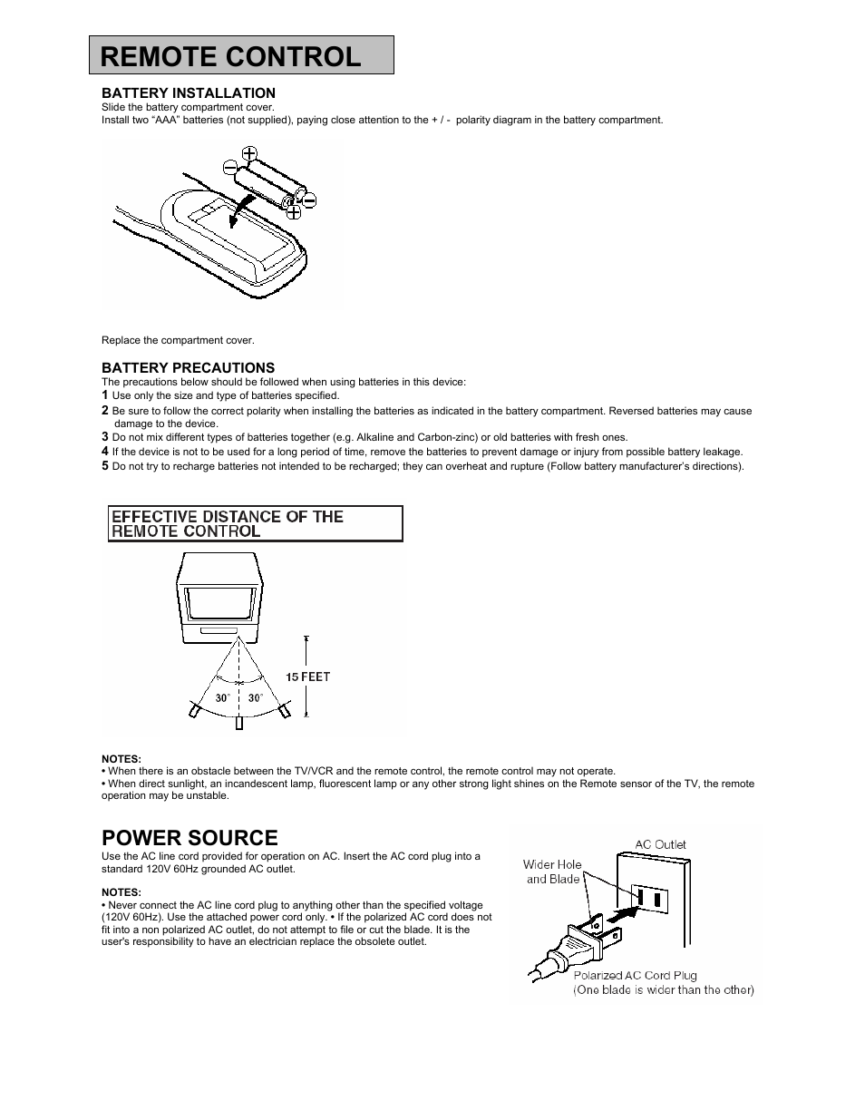 Remote control, Power source | Digimate DGL2700 User Manual | Page 12 / 29
