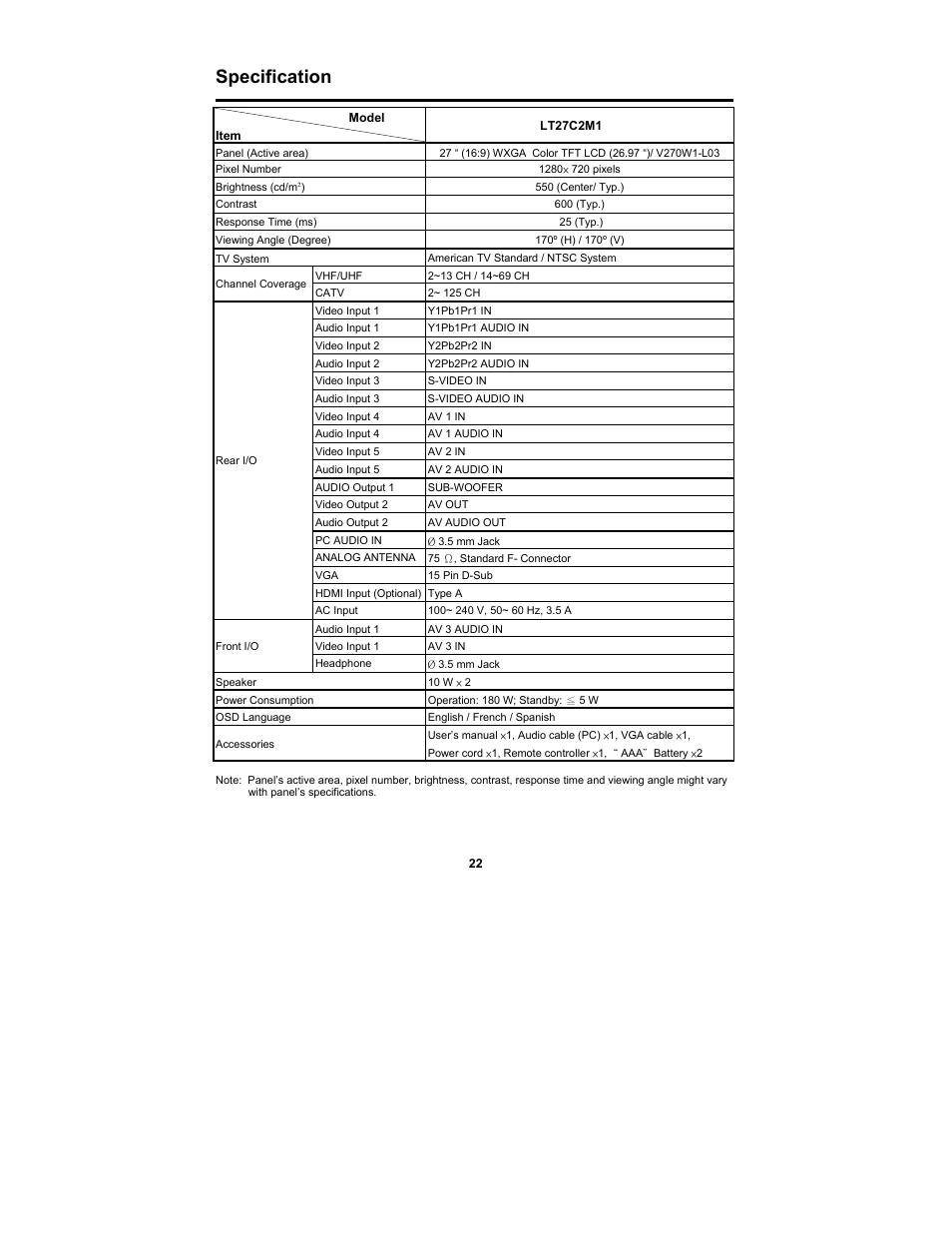 Specification | Digimate DGL2700 User Manual | Page 29 / 29