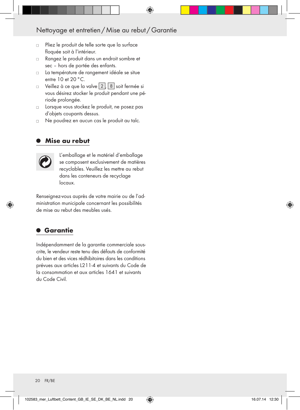 Nettoyage et entretien / mise au rebut / garantie, Mise au rebut, Garantie | Meradiso Z31688 User Manual | Page 20 / 29