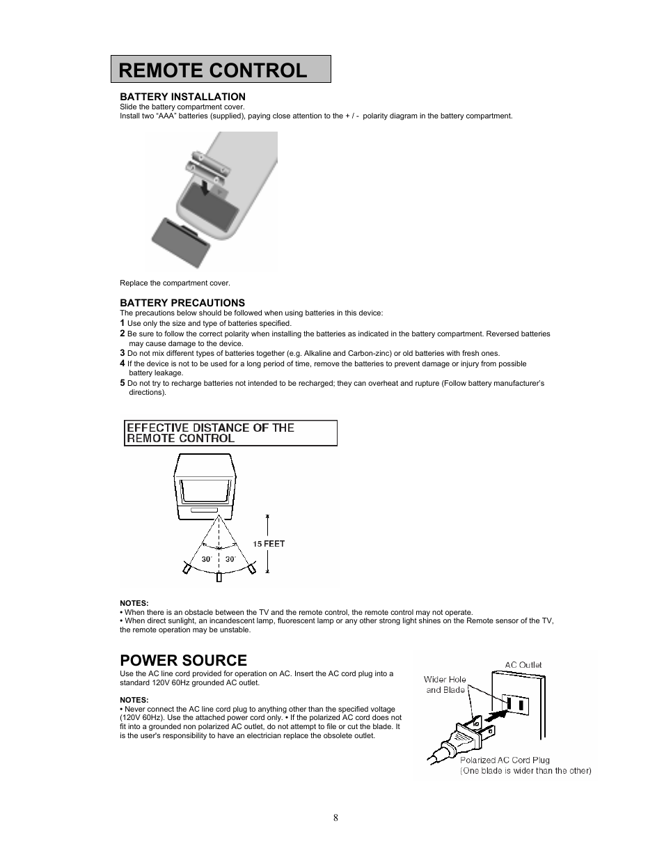 Remote control, Power source | Digimate DGL20 User Manual | Page 9 / 24