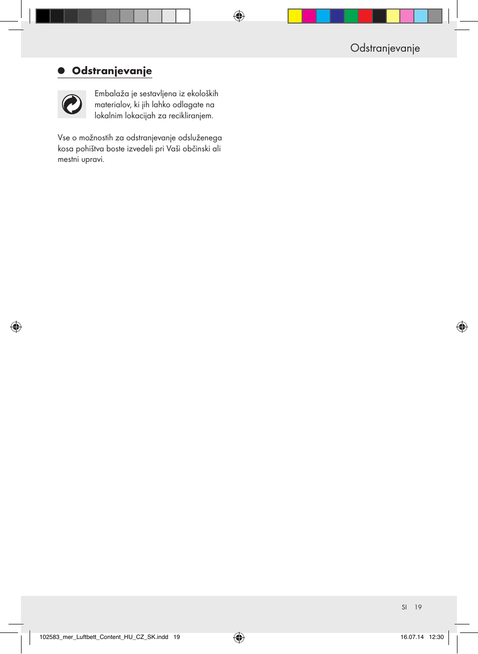 Odstranjevanje | Meradiso Z31688 User Manual | Page 19 / 32