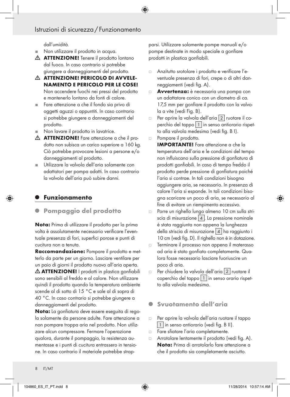 Istruzioni di sicurezza / funzionamento, Funzionamento, Pompaggio del prodotto | Svuotamento dell’aria | Meradiso Z31955A User Manual | Page 8 / 19