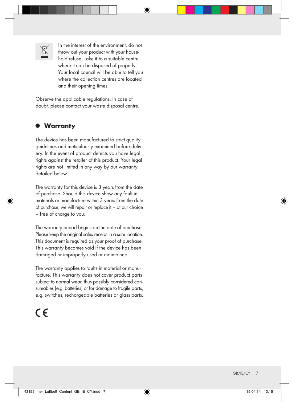 Warranty | Meradiso Z32169-BS User Manual | Page 7 / 12