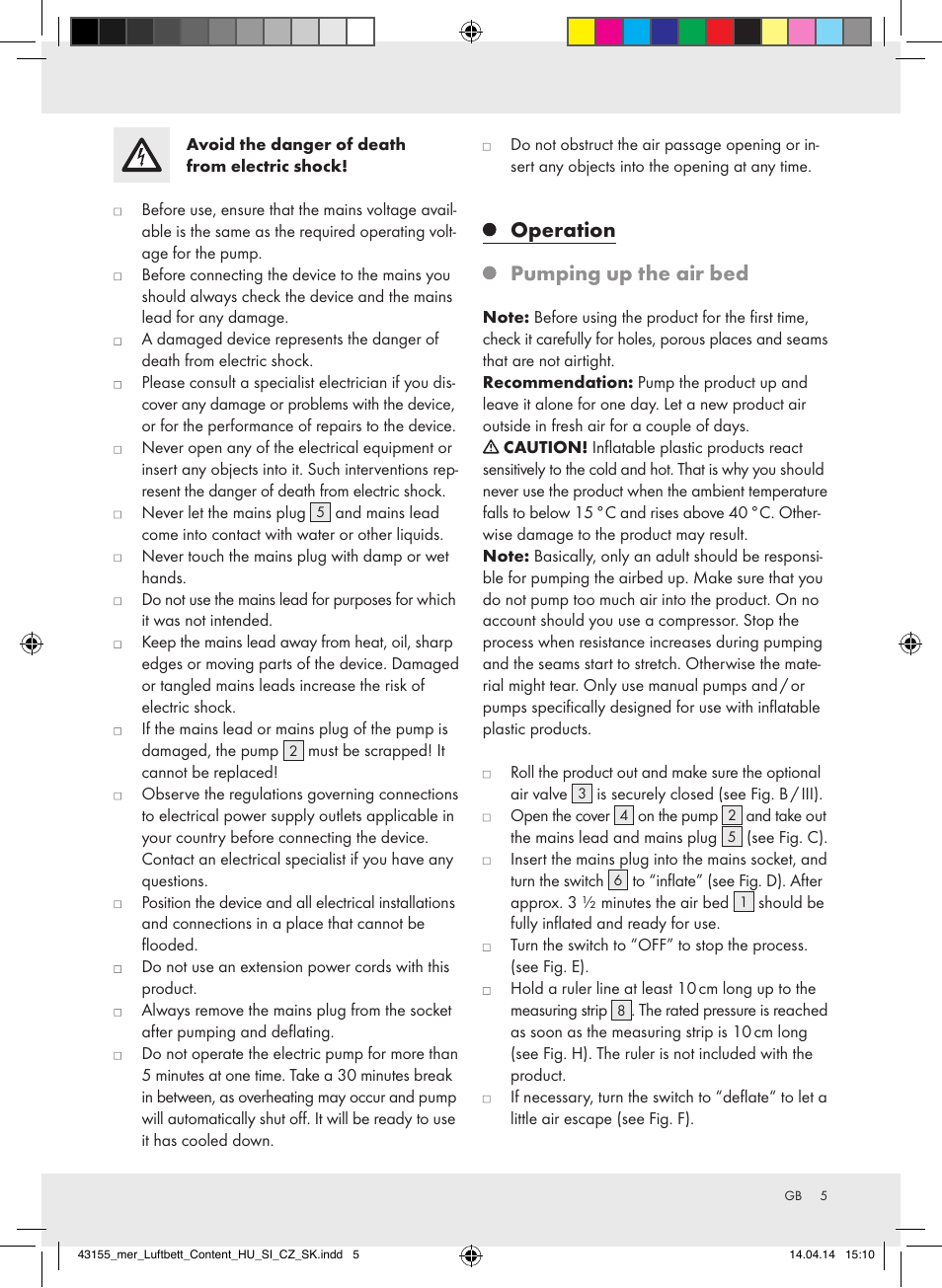 Operation pumping up the air bed | Meradiso Z32169-BS User Manual | Page 5 / 29